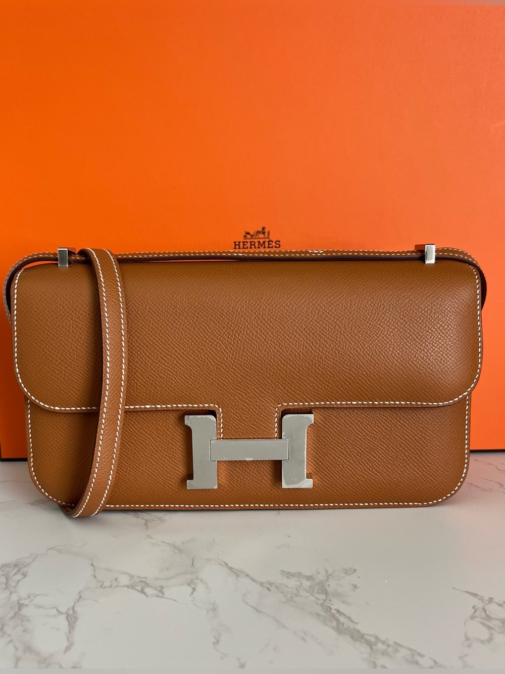 Hermes Constance Elan in Gold Epsom with Palladium Hardware K Stamp